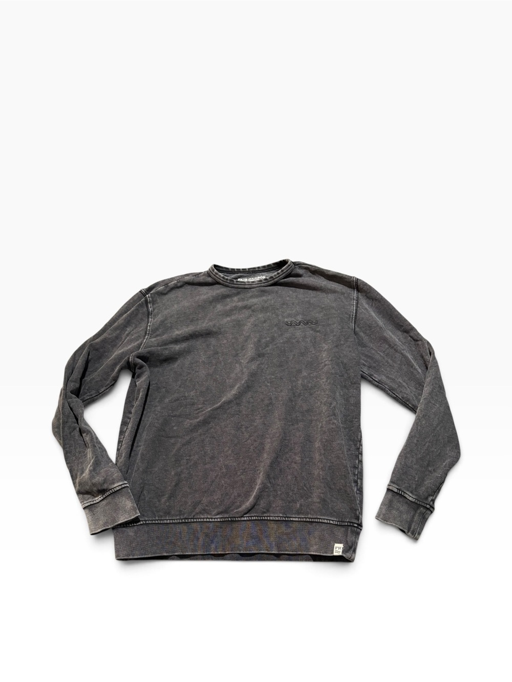Fair Harbor xs gray Washed Black Crewneck Sweatshirt Women Casual Pullover flaw